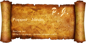 Popper Jónás névjegykártya